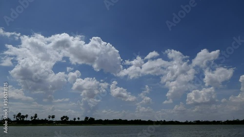 Clouds moving in the blue sky