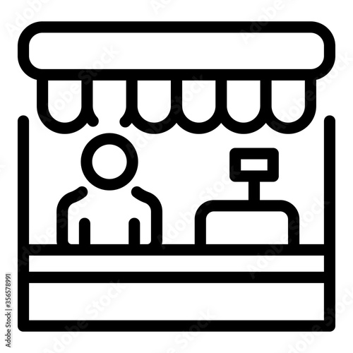 Shop assistant icon. Outline shop assistant vector icon for web design isolated on white background