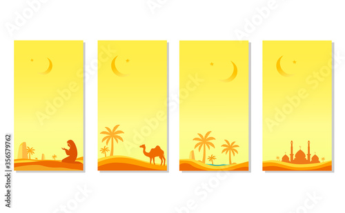Greeting cards set - Arabian theme - Islamic - Ramadan illustration
