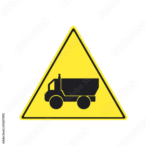 Road sign - The truck passes - beware industrial vehicle