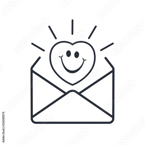 Letter of heartfelt congratulations. Transmit mood .Vector icon isolated on white background.