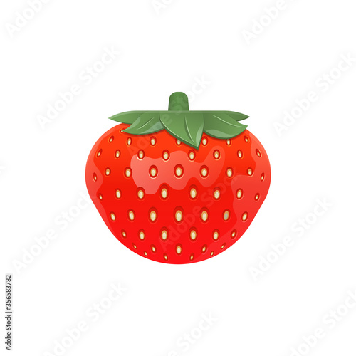 Strawberry icon. Vector glossy ripe berry. Design element for the packaging of chewing gum, ice cream, sweets, and desserts.