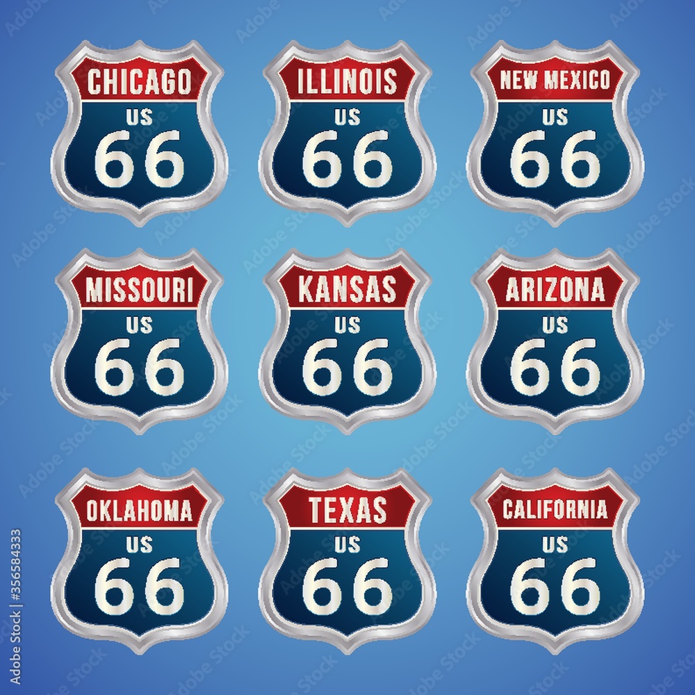 collection of route 66 badges collection of route 66 badges