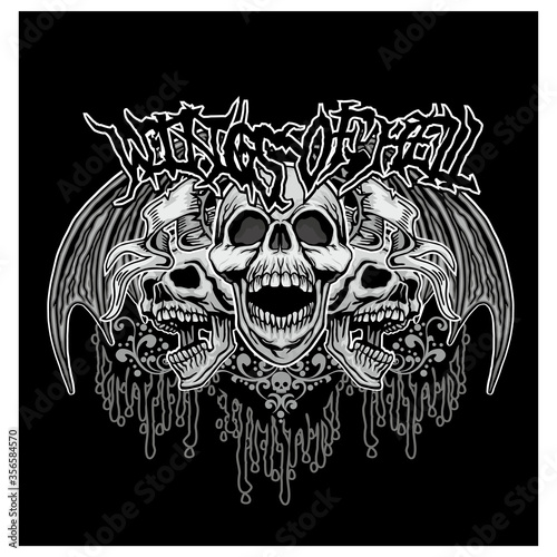 Gothic sign with skull, grunge vintage design t shirts