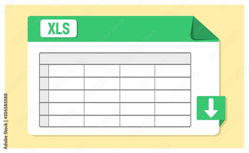 Vector of spreadsheet icon. XLS, or XLSX file format icon with landscape design.