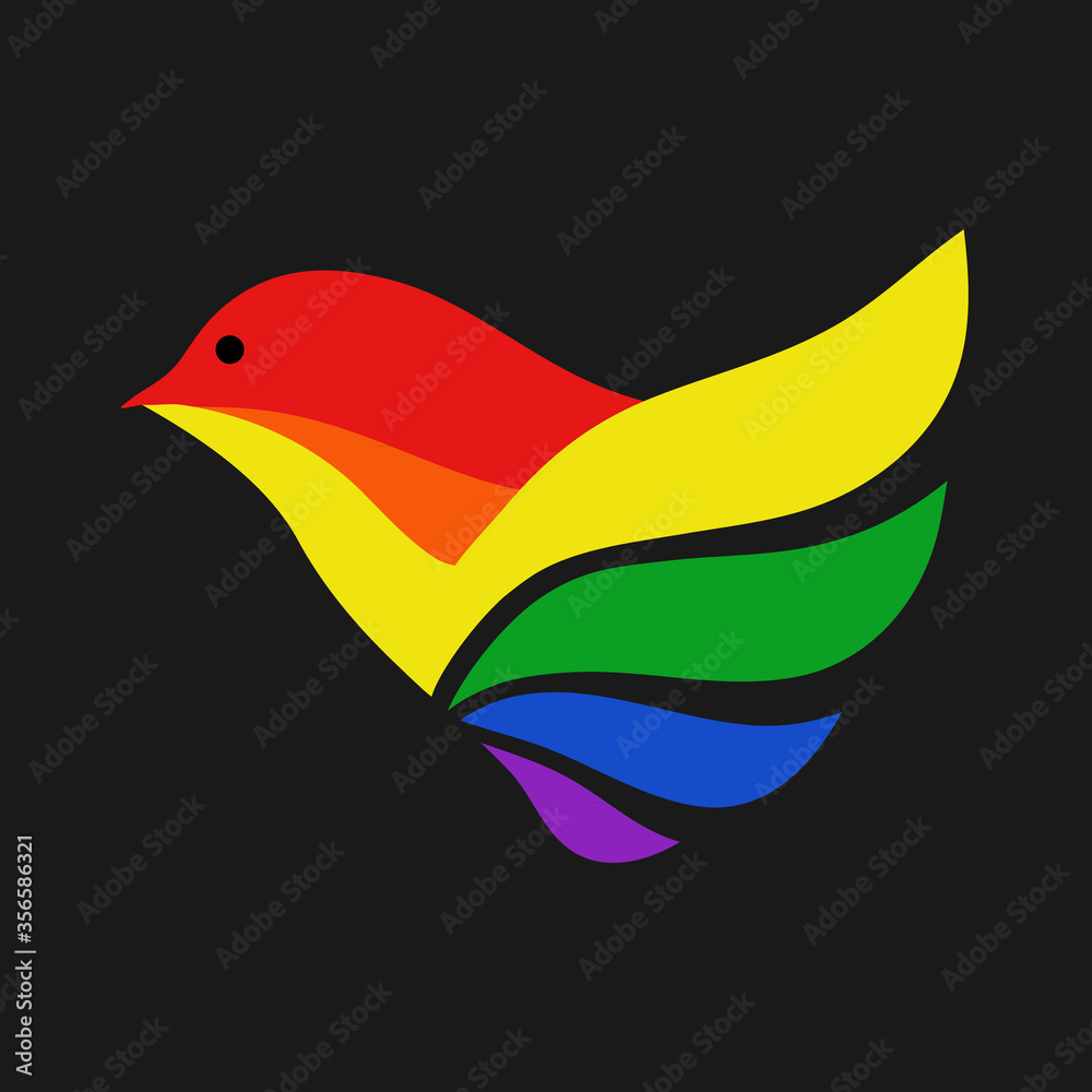 LGBT LGBTQ pride flag bird wings logo Rainbow love concept Human rights and tolerance Modern design Fashion print for clothes apparel greeting invitation card picture banner poster flyer websites 
