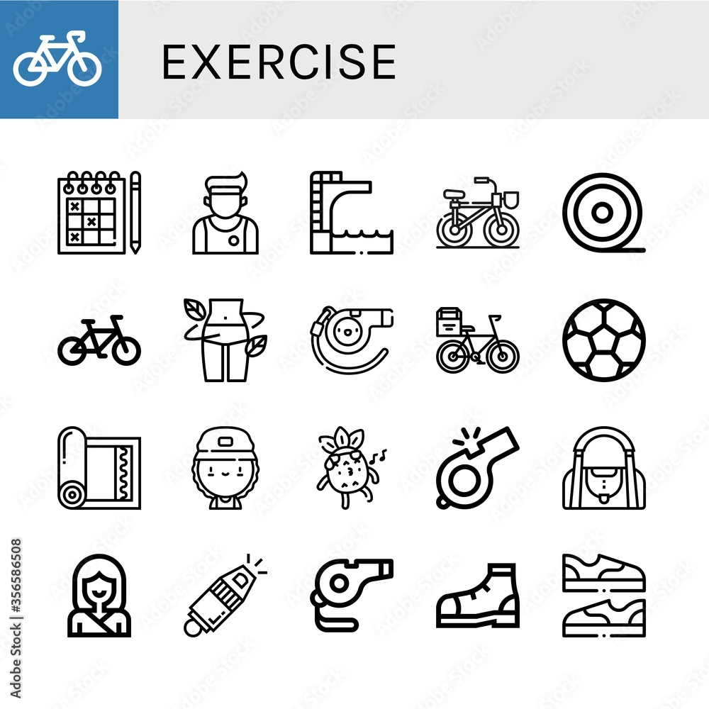 exercise simple icons set exercise simple icons set