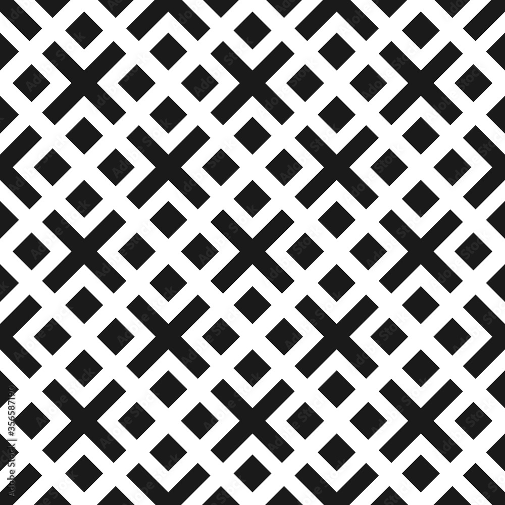 Seamless geometric abstract pattern with elements of crosses and squares