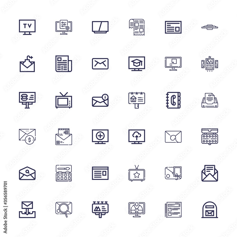 Editable 36 news icons for web and mobile