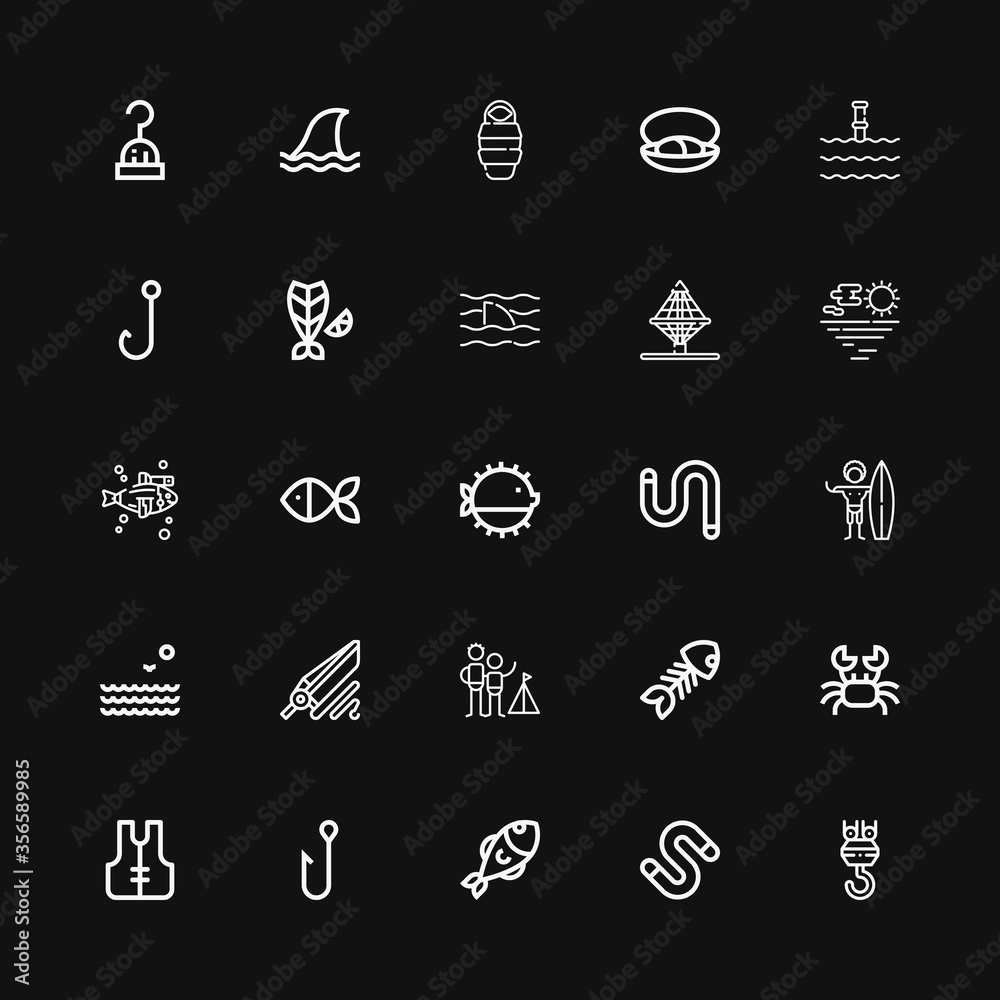 Editable 25 fishing icons for web and mobile Editable 25 fishing icons for web and mobile