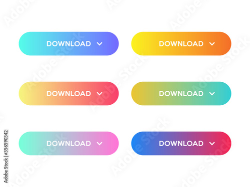 Set of Modern Download Buttons With Gradient