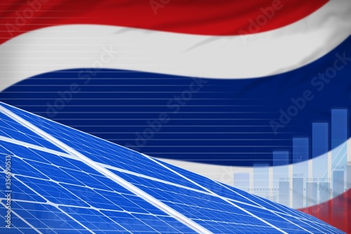 Thailand solar energy power digital graph concept - green natural energy industrial illustration. 3D Illustration