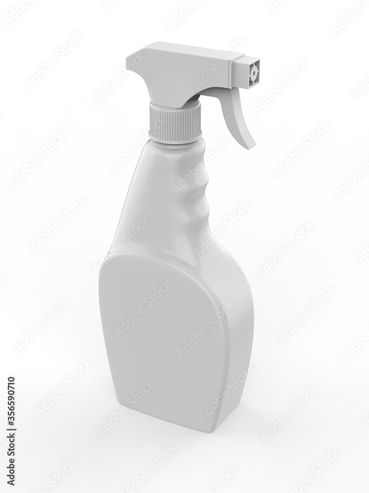 Blank plastic trigger spray for branding, 3d render illustration Blank plastic trigger spray for branding, 3d render illustration