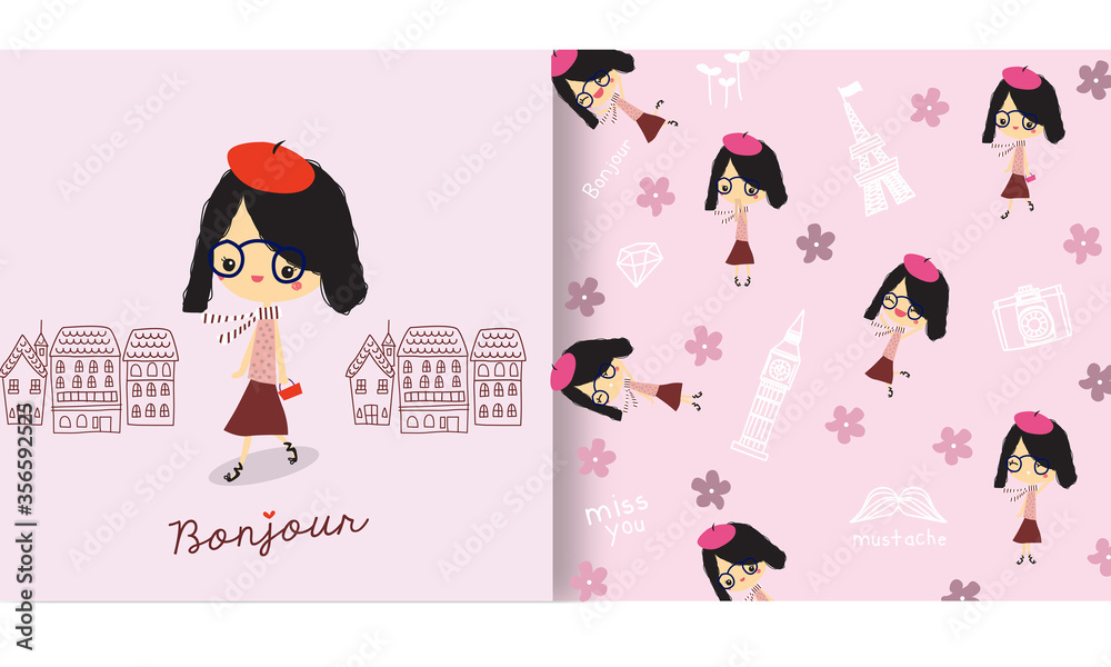 girl cartoon vector set girl cartoon vector set