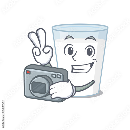 a professional photographer glass of milk cartoon picture working with camera