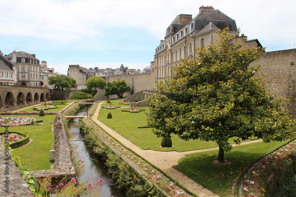 gardens and mansion in vannes in brittany (france)
