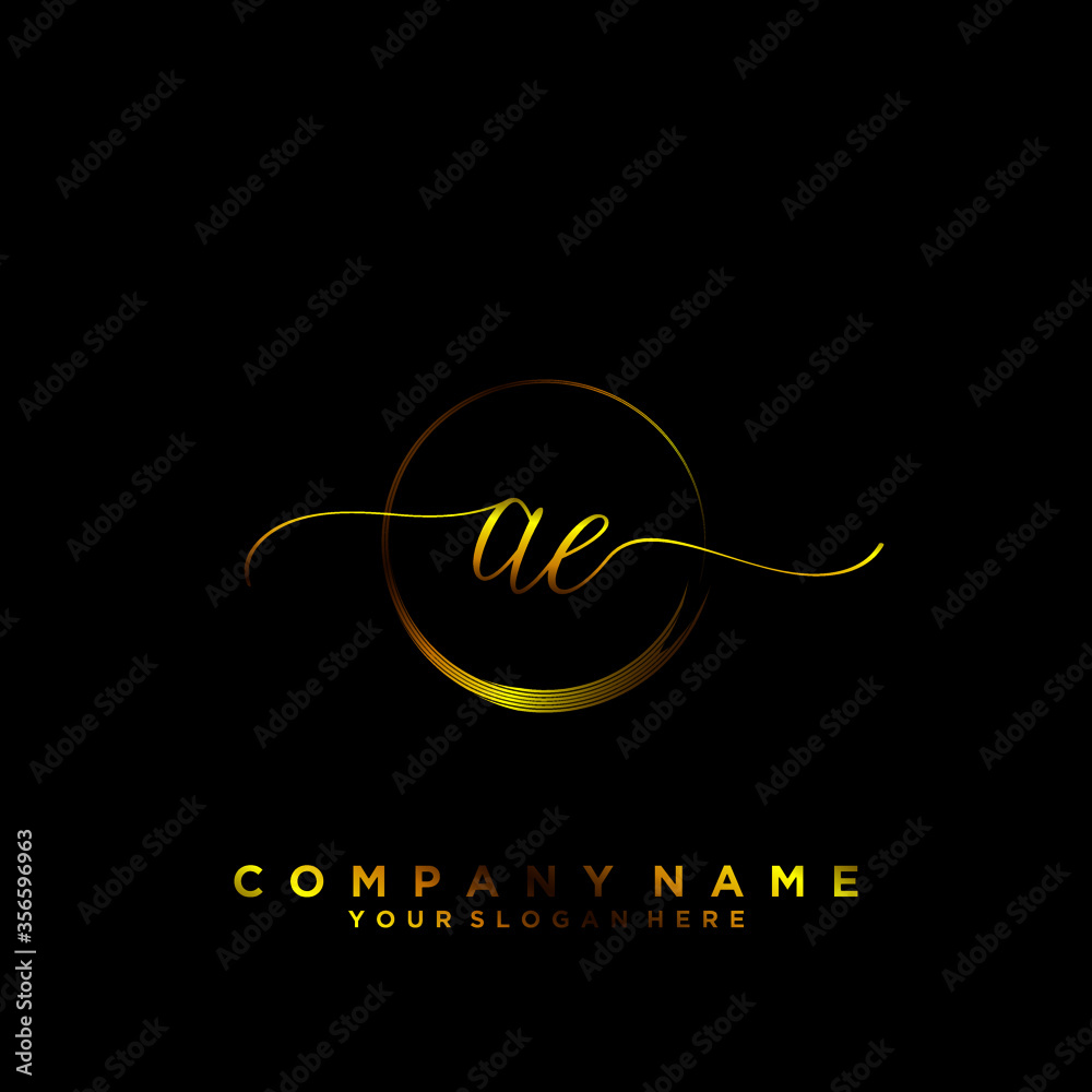 AE Initial handwriting logo vector AE Initial handwriting logo vector