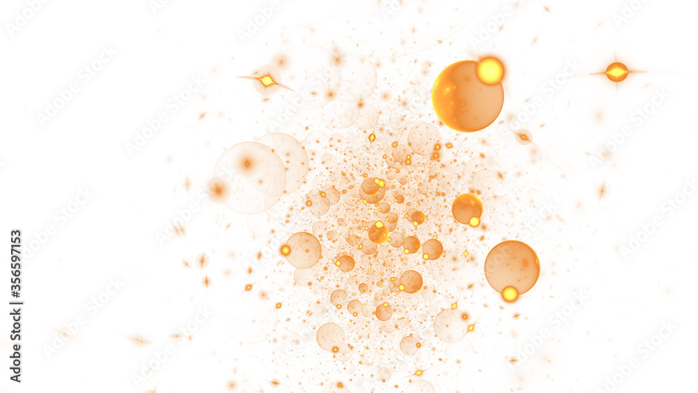 Abstract holiday background with golden stars and planets. Fantastic light effect. Digital fractal art. 3d rendering. Abstract holiday background with golden stars and planets. Fantastic light effect. Digital fractal art. 3d rendering.