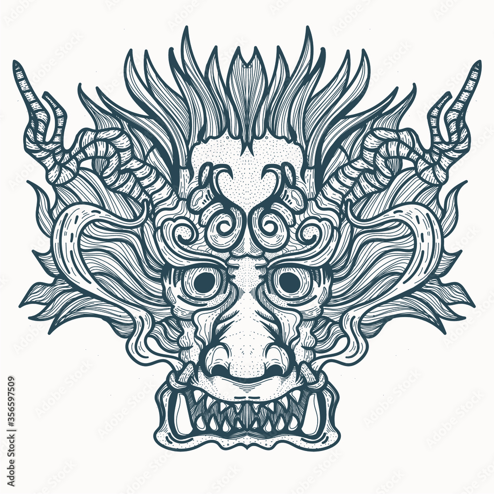 hand drawn chinese dragon artwork illustration