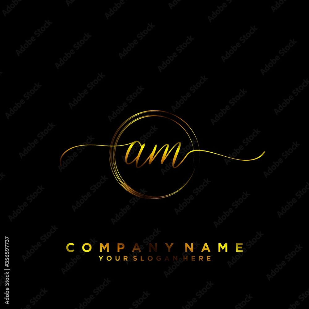 AM Initial handwriting logo vector AM Initial handwriting logo vector