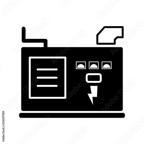 Electric generator machine icon with glyph style