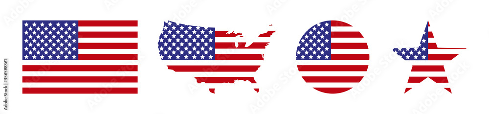 America. USA map with flag america. USA. Star with flag america. USA map with star and flag in circle, isolated. Vector illustration America. USA map with flag america. USA. Star with flag america. USA map with star and flag in circle, isolated. Vector illustration
