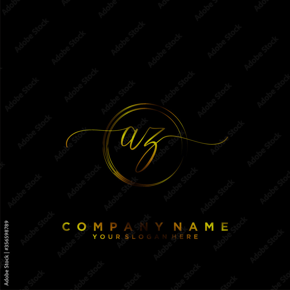 AZ Initial handwriting logo vector AZ Initial handwriting logo vector
