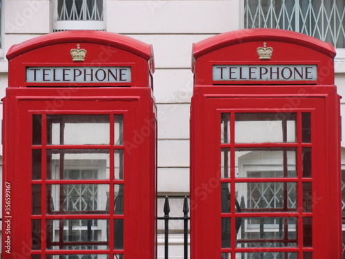 London  UK  typical phone booths 