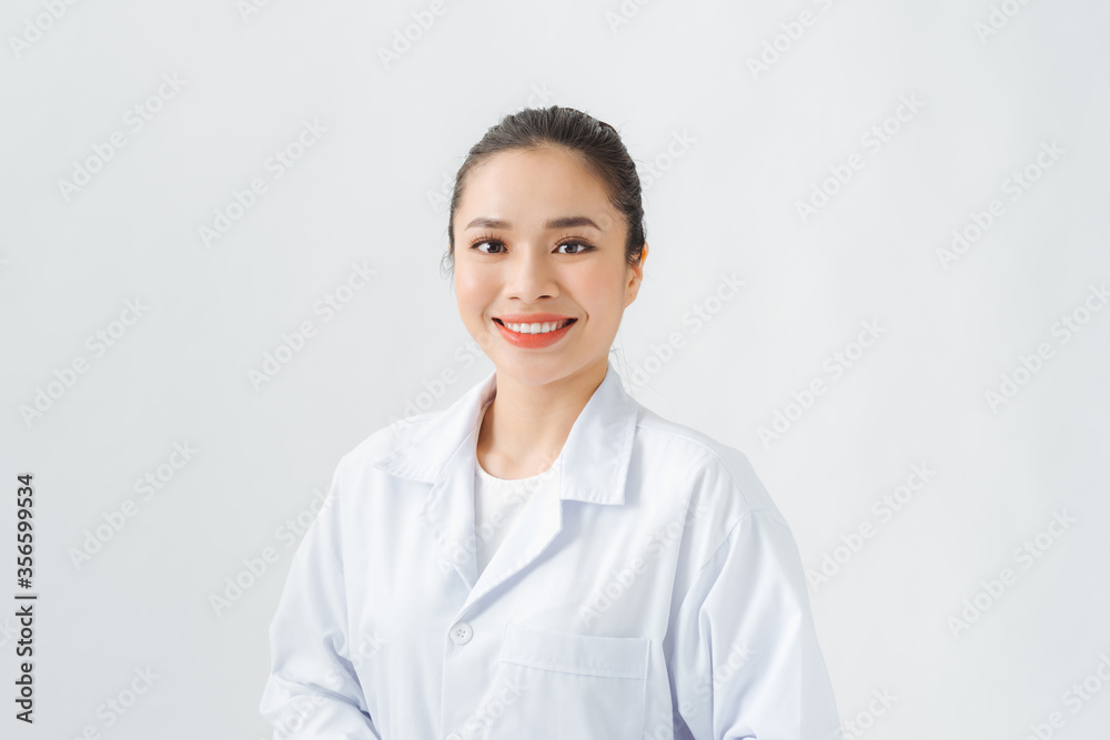 a portrait of beautiful asian doctor on white background a portrait of beautiful asian doctor on white background