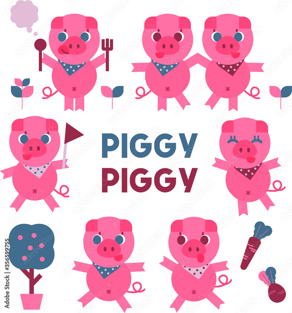 Fototapeta premium 돼지 캐릭터 일러스트