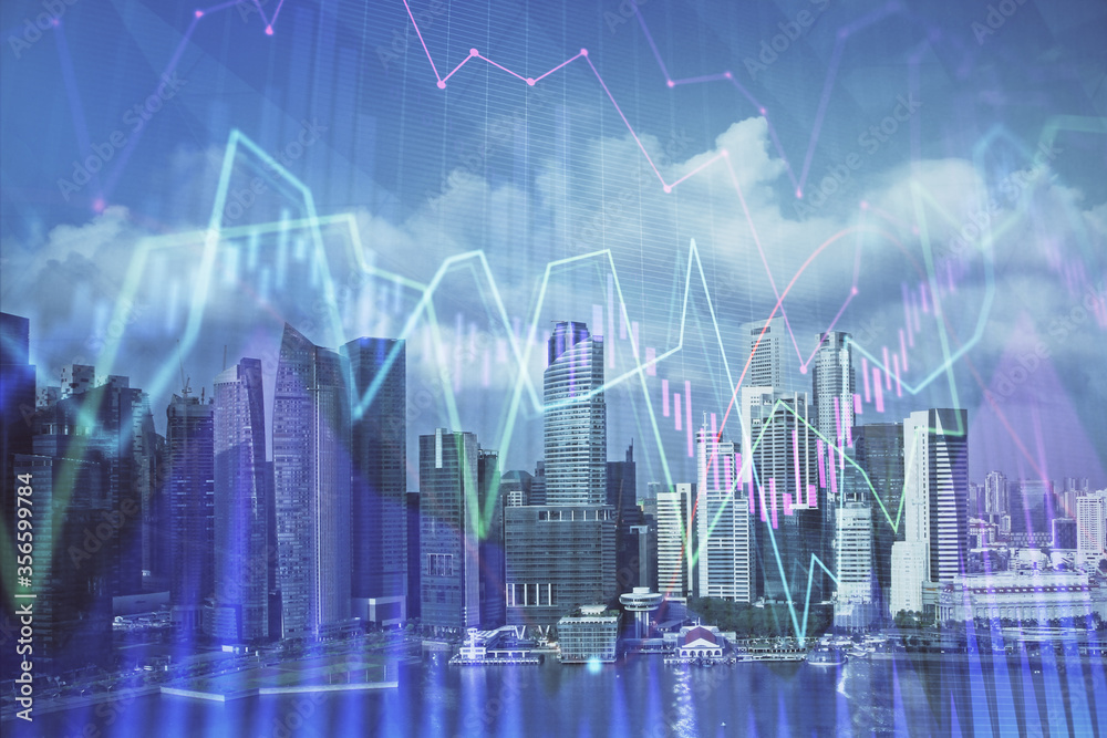 Forex chart on cityscape with skyscrapers wallpaper multi exposure. Financial research concept. Forex chart on cityscape with skyscrapers wallpaper multi exposure. Financial research concept.