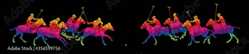 Group of Horses Polo players action sport cartoon graphic vector.