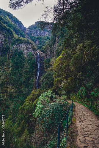 Hiking to Risco waterfall and levada 25 Fontes, Madeira, Portugal