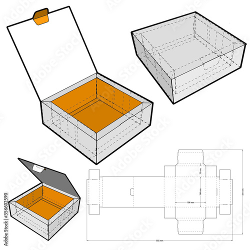 Cake Box and Die-cut Pattern. The .eps file is full scale and fully functional. Prepared for real cardboard production.