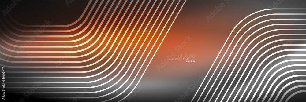 Shiny neon lines, stripes and waves, technology abstract background. Trendy abstract layout template for business or technology presentation, internet poster or web brochure cover, wallpaper Shiny neon lines, stripes and waves, technology abstract background. Trendy abstract layout template for business or technology presentation, internet poster or web brochure cover, wallpaper