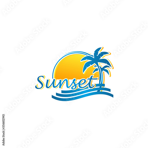 Sunset beach typography  t-shirt graphics  vectors  surf sunset logo design