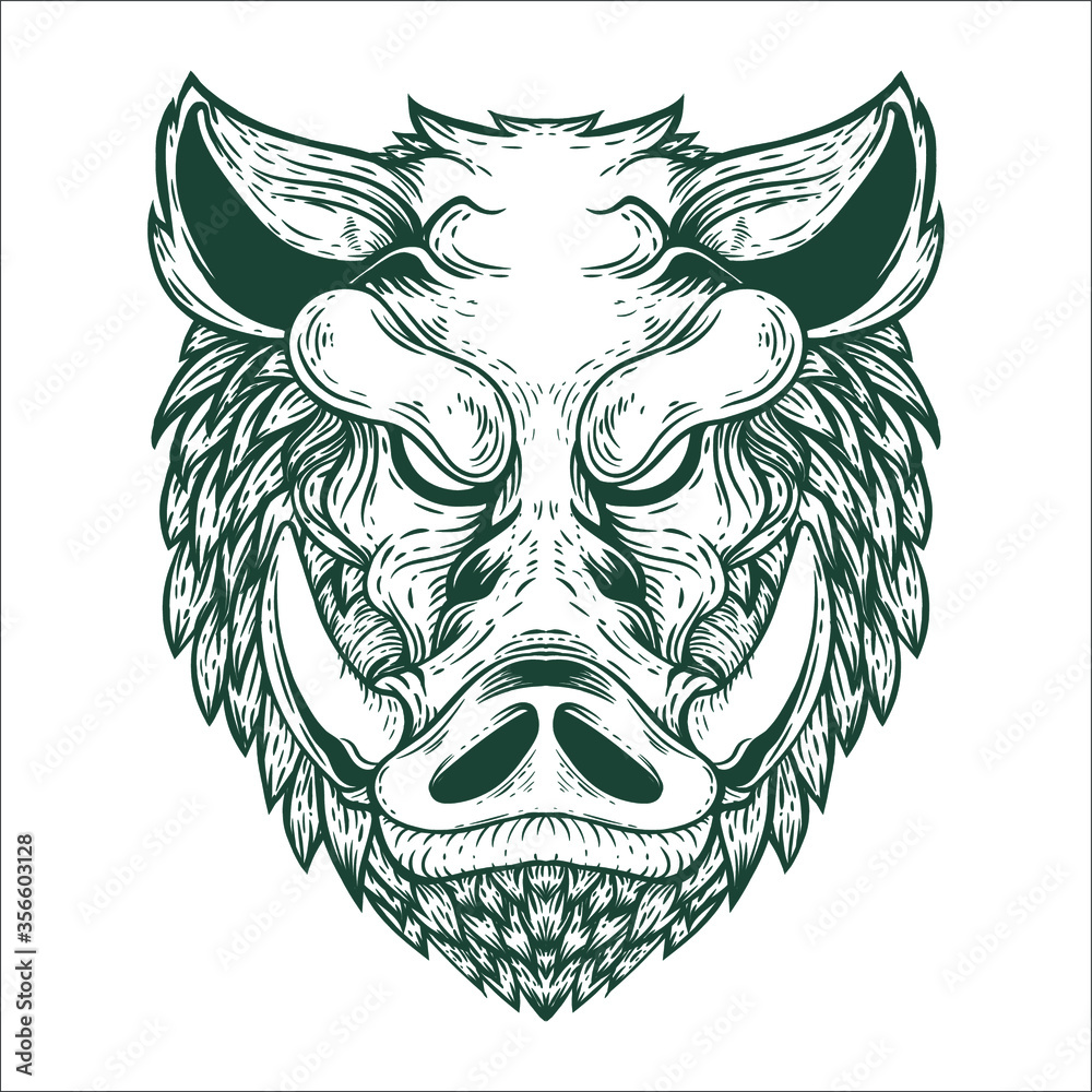 Fototapeta premium hand drawn boar tattoo artwork illustration 