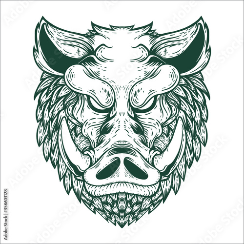 hand drawn boar tattoo artwork illustration 