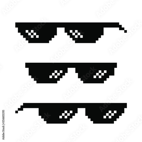 Pixel glasses of thug life meme. Art design. Mock up template. Abstract concept. EPS 10 vector illustration