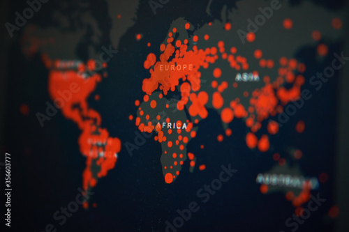 Covid-19 Dashboard from Johns Hopkins University, Corona Virus Global Cases World Map on PC screen