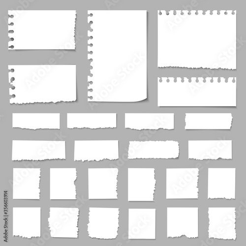 Torn pieces of paper, paper scraps,ripped papers, scrapbook note paper piece