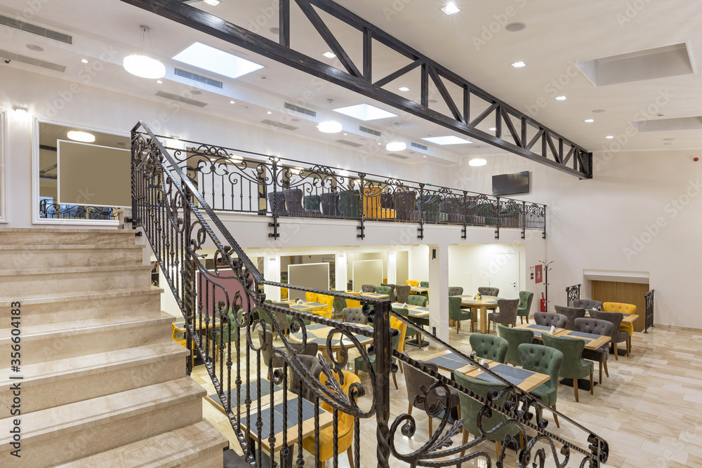 Naklejka premium Interior of a hotel cafe restaurant