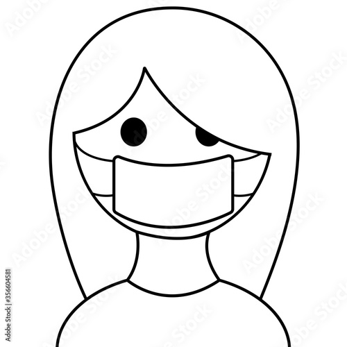 Icon woman in a medical mask. Concept of protection against diseases, viruses, coronavirus, bacteria. Vector flat icon.