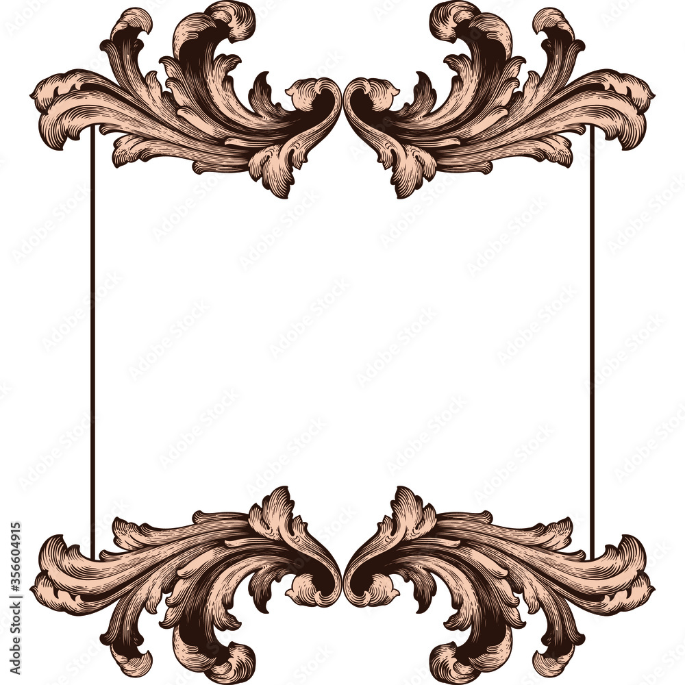 Classical baroque vector of vintage element for design. Decorative design element filigree calligraphy vector. You can use for wedding decoration of greeting card and laser cutting. - obrazy, fototapety, plakaty 