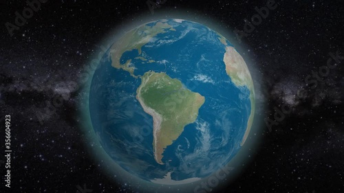 Planet earth from space rotating on country Brazil. Realistic world globe spinning on Brazil 4K Video Background animation.