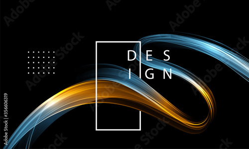 Abstract shiny color blue wave design element