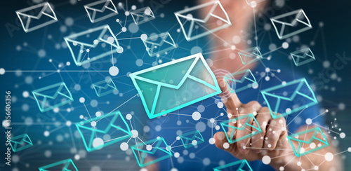 Quadro su tela Man touching an e-mail concept