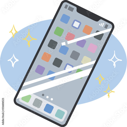 ピカピカのきれいなスマホ（スマートフォン）のイラスト