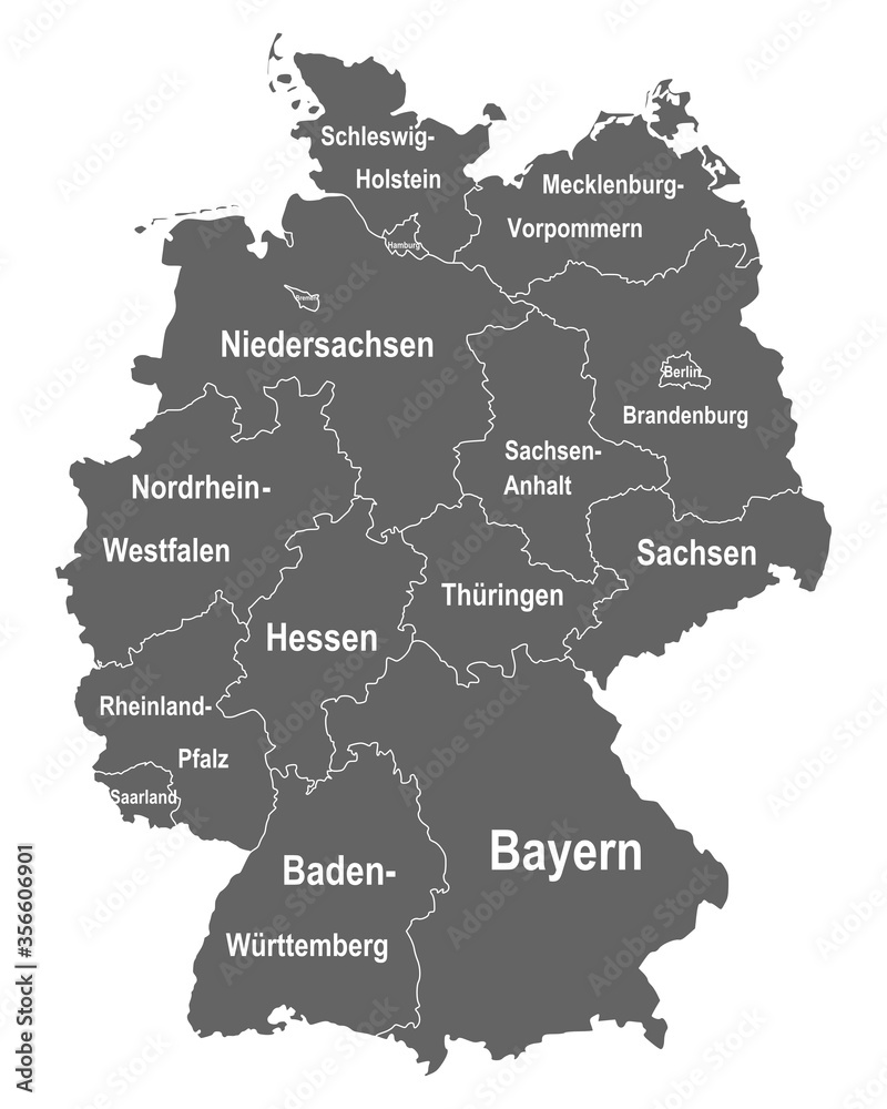 Bundesländer Deutschland Landkarte von Deutschland mit allen Bundesländern Stock Vector | Adobe