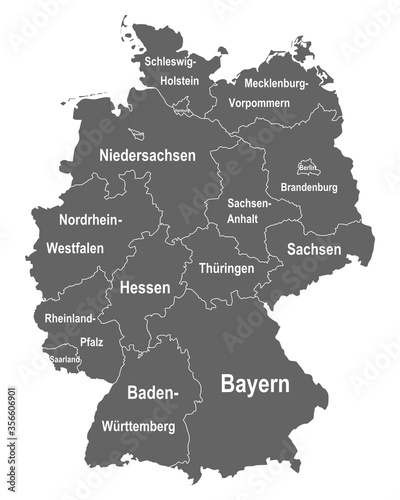 Landkarte von Deutschland mit allen Bundesländern